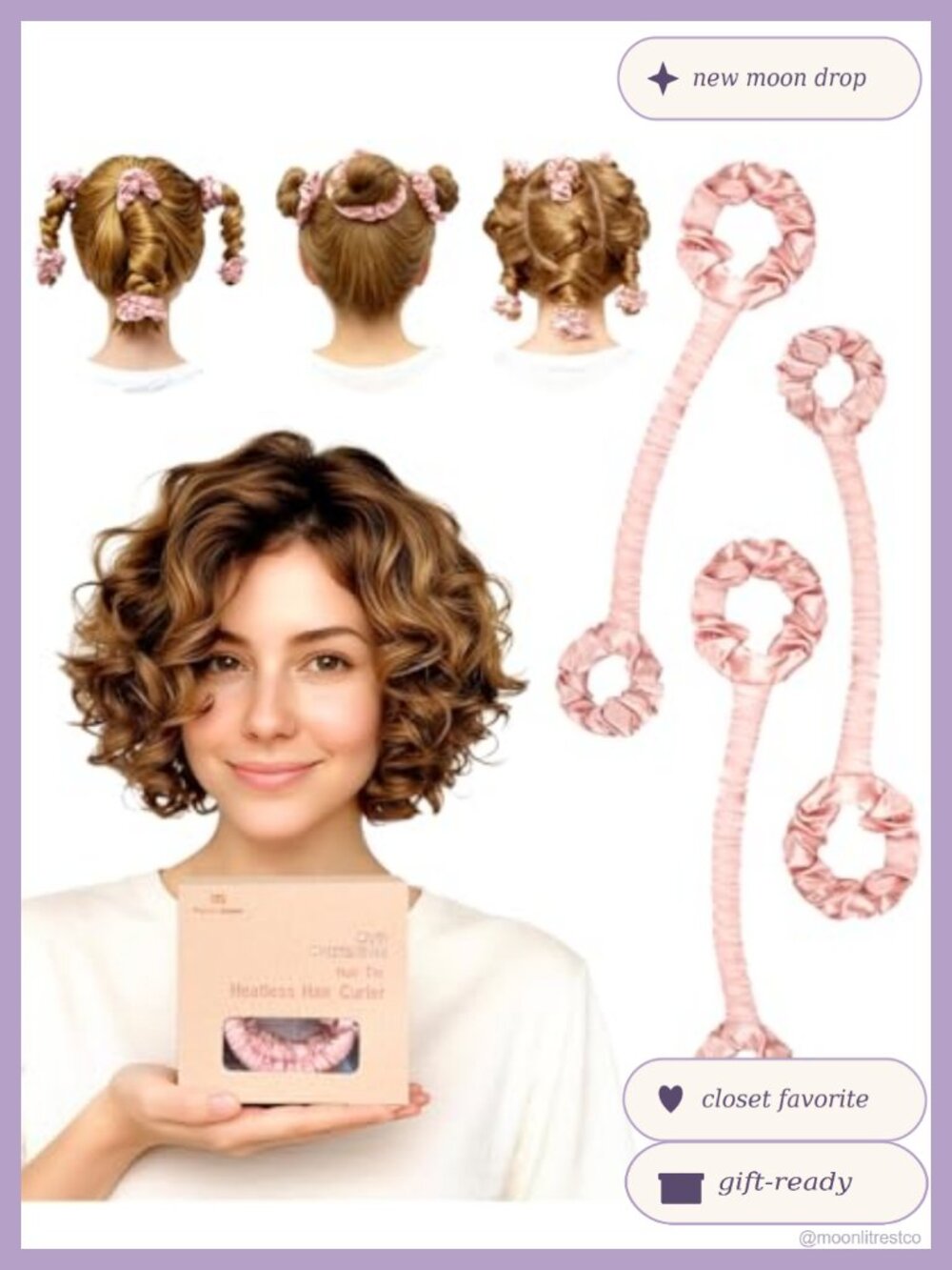 Satin Heatless Hair Curler Set for Short Hair Damage-Free Overnight Curls
